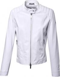 White nappa leather biker jacket