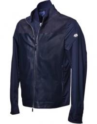 Jacket in fabric and blue suede