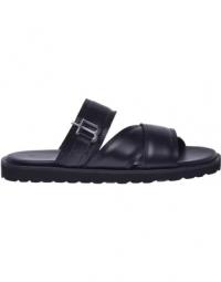 Black calfskin sandals