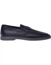 Black perforated calfskin loafers