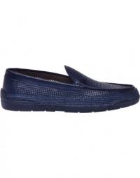 Navy blue perforated leather loafers