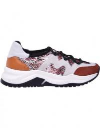 Red snakeskin print running trainers