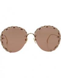 Oversize runde solbriller m/ læder