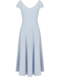 FLARED LONGUETTE DRESS WITH V-NECK IN TECHNO CADY D4NA1F 2NWAZ - EMPORIO ARMANI - Size: 50,Color: CELESTE