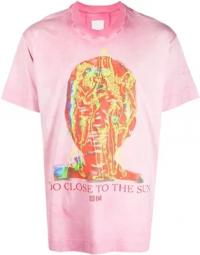 Grafisk Print Bomuld T-shirt i Pink