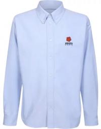 Light blue cotton Skjorte by Kenzo, adorned with iconic Boke Flower to offer a great everyday look