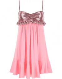 Lyserød strækviskose kjole