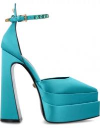 Teal Green Satin Aevitas Pointy Pumps
