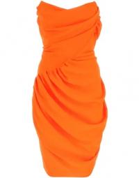 Fluo orange polyester spids korset kjole
