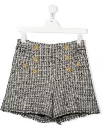 Stilfulde Frayed Shorts med Tweed-detaljer