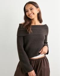Vero Moda - Brun - Vmaries Ls Offshoulder Pullover Bf