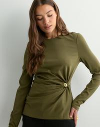 Malina - Grøn - Mailey Jersey Embellished Long Sleeve Top