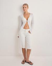 Nelly - Hvid - Effortless Rib Long Cardigan