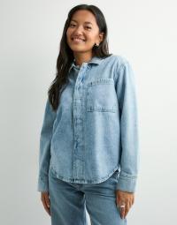 Pieces - Blå - Pcjophine Ls Denim Shirt Bc