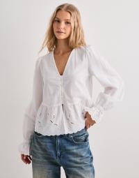 Vero Moda - Hvid - Vmcammie Ls V-Neck Top Wvn Exp