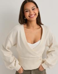 Nelly - Hvid - Wrap Waist Button Cardigan