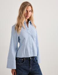Neo Noir - Blå - Rosa Striped Crepe Shirt