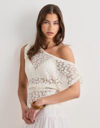 Nelly - Hvid - Wonderful Lace Shoulder Top