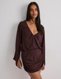 Nelly - Brun - Wrap Volume Sleeve Dress