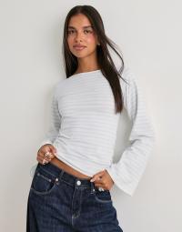 Nelly - Blå - Stripe Wide Sleeve Top