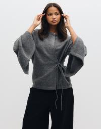 Vero Moda - Grå - Vmvixen Ls Tie Knit Jacket Exp
