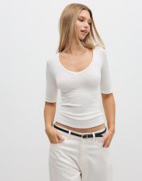 Nelly - Hvid - V Neck Half Sleeve Top