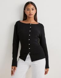 Nelly - Sort - Waist Button Cardigan