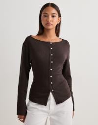 Nelly - Brun - Waist Button Cardigan