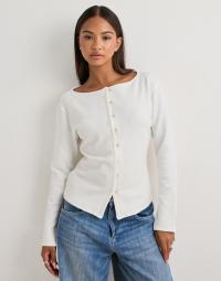 Nelly - Hvid - Waist Button Cardigan
