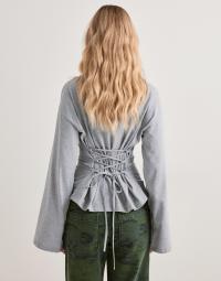 Nelly - Grå - Tie waist LS top