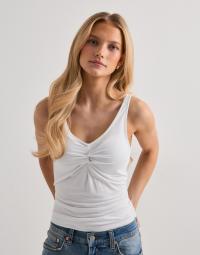 Pieces - Hvid - Pcmaliva Sl V-Neck Top Jrs Noos Bc