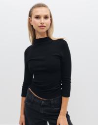 Nelly - Sort - Luxurious Rib Half Sleeve Top