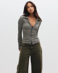 Nelly - Ternet/Stribet - Checkered Shirt LS Top