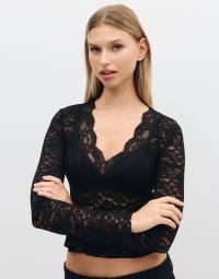 Only - Sort - Onlnikka L/S Lace Top Jrs Noos