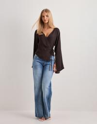 Nelly - Brun - Wrap Wide Sleeve Blouse