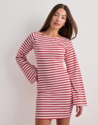 Nelly - Rød - Stripe Wide Sleeve Dress