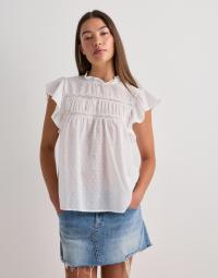 Only - Hvid - Onlkatti S/S Dobby Top Wvn Noos