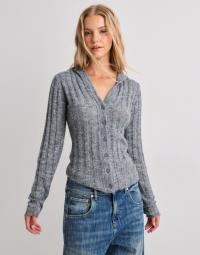 Nelly - Grå - Hood Knit Cardigan