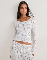 Nelly - Hvid - Cute Print LS Top