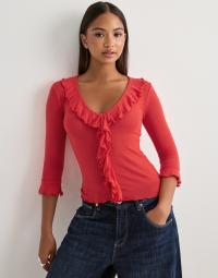 Nelly - Rød - Half Sleeve Ruffle Top
