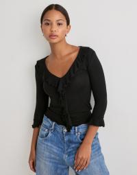 Nelly - Sort - Half Sleeve Ruffle Top