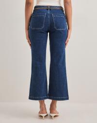 Only - Blå - Onlemily Hw Crop Flare Belt Dnm Mae