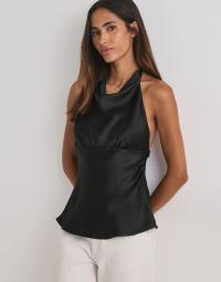 Nelly - Sort - Drapy Satin Top