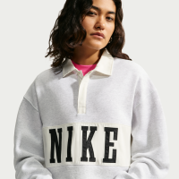 Oversized Nike Studio Fleece-rugbysweatshirt i mellemkraftig kvalitet til kvinder - brun