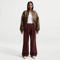 Oversized Nike Studio Fleece-bukser i kraftigt materiale med høj talje, plisseringer og åben søm til kvinder - lilla