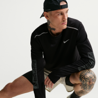 Langærmet Nike Miler Dri-FIT UV Protection Winterized-løbeoverdel til mænd - sort