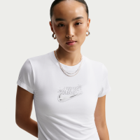 Kort, slank maskinstrikket Nike Chill-T-shirt til kvinder - hvid