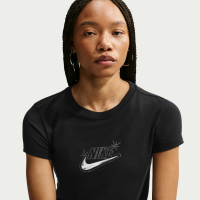 Kort, slank maskinstrikket Nike Chill-T-shirt til kvinder - sort