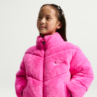 Quiltet Nike-jakke i imiteret pels til mindre børn - Pink