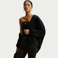 Oversized Nike Studio Fleece-hættetrøje i medium vægt med fuld lynlås til kvinder - sort